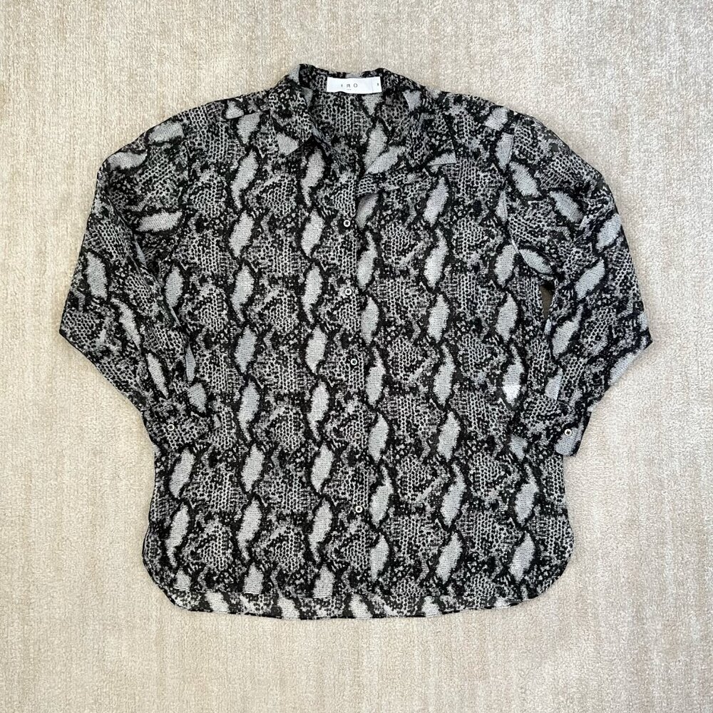 IRO Aloune Sheer Snakeskin Print Button Up Blouse Shirt Top 36 / 4